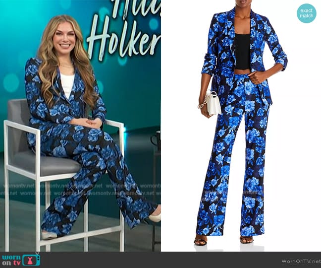 Alice and Olivia Macey Floral Cuffed Blazer worn by Allison Holker on Access Hollywood