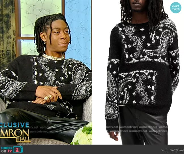 All Saints Bandana Paisley Jacquard Brushed Jumper worn by Rj Cyler on Tamron Hall Show