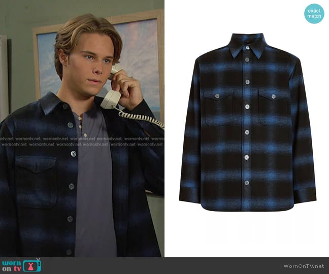 All Saints Rotation Long Sleeve Shirt in Dark Ink worn by Tate (Jamie Martin Mann) on Days of our Lives