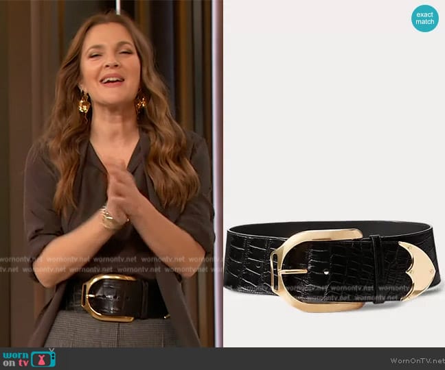 Ralph Lauren Alligator Welington Belt worn by Drew Barrymore on The Drew Barrymore Show