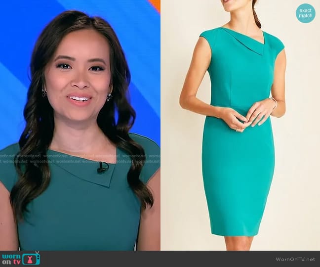 Ann Taylor Folded Neck Dress worn by Em Nguyen on Good Morning America