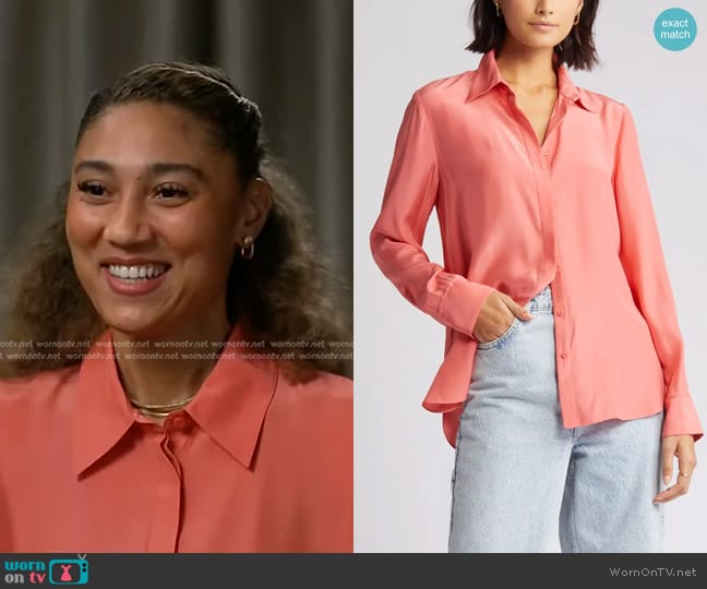 Argent Silk Charmeuse Blouse in Watermelon worn by Ally Love on Today