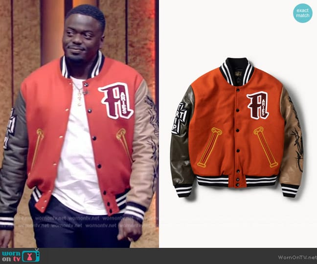 Aries Premium Varsity Jacket worn by Daniel Kaluuya on Live with Kelly and Mark