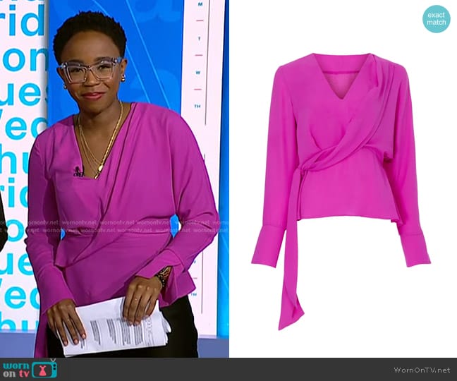 WornOnTV: Zinhle’s pink draped top on NBC News Daily | Zinhle Essamuah ...