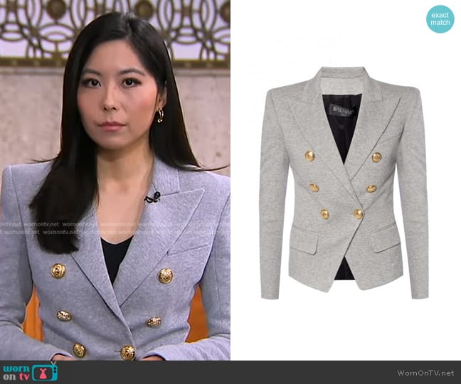 Balmain Cotton Blazer with Peak Lapels worn by Selina Wang on Good Morning America