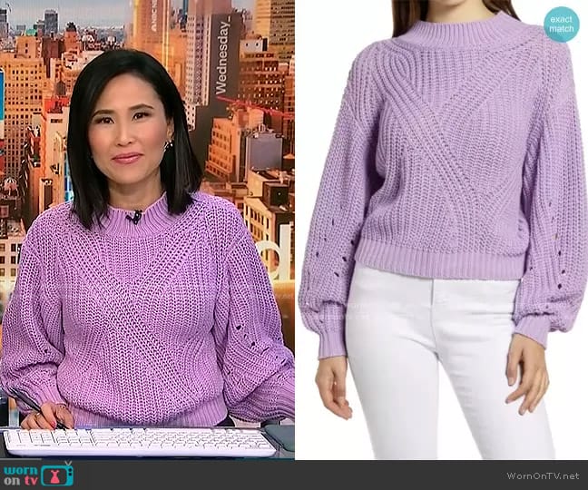 BP Traveling Stitch Sweater worn by Vicky Nguyen on NBC News Daily