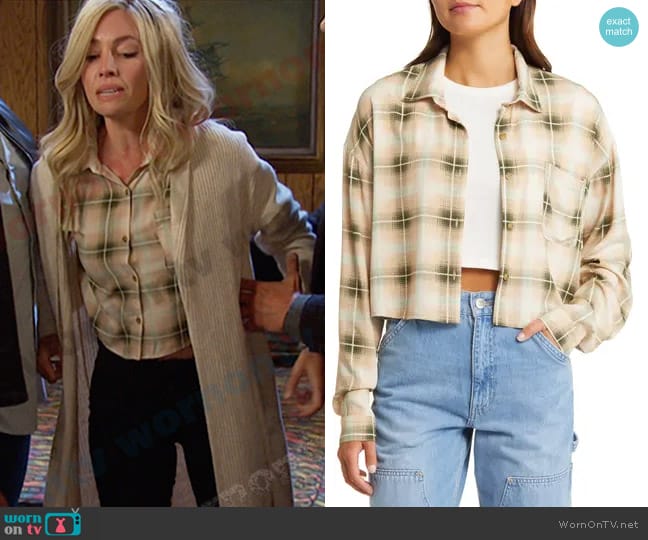 BP Plaid Crop Button-Up Shirt worn by Theresa Donovan (Emily O'Brien) on Days of our Lives