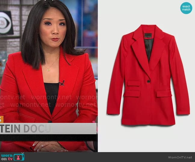 Banana Republic Lido Wool Blazer worn by Nancy Chen on CBS Mornings