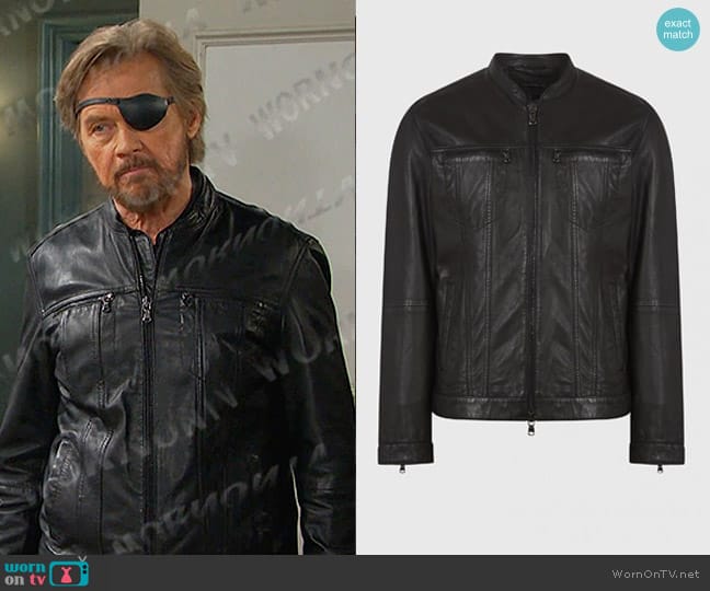 Band Collar Leather Jacket John Varvatos Star USA worn by Steve (Stephen Nichols) on Days of our Lives