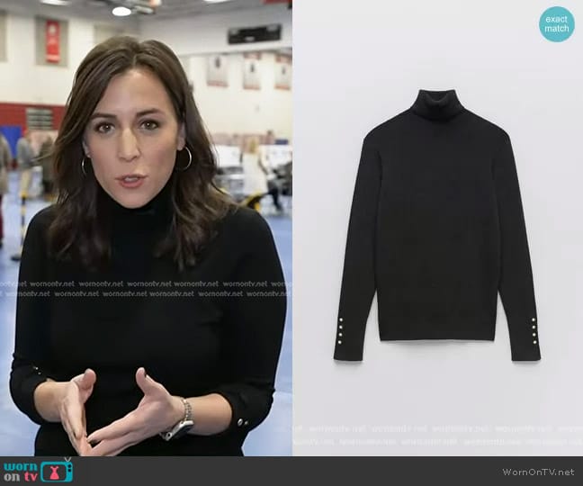 Zara Basic Knit Turtleneck Sweater worn by Hallie Jackson on Today