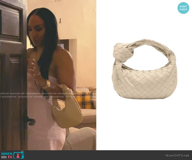 Bottega Veneta Jodie Mini Intrecciato Knot Hobo Bag worn by Annemarie Wiley on The Real Housewives of Beverly Hills