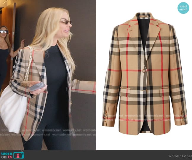 Burberry Check Wool Tailored Jacket worn by Alexia Echevarria (Alexia Echevarria) on The Real Housewives of Miami