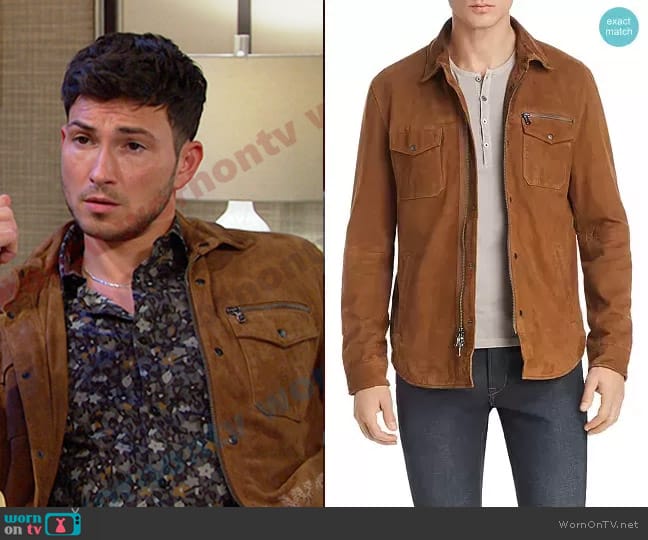 John Varvatos Camel Shilo Suede Jacket worn by Alexander Kiriakis (Robert Scott Wilson) on Days of our Lives