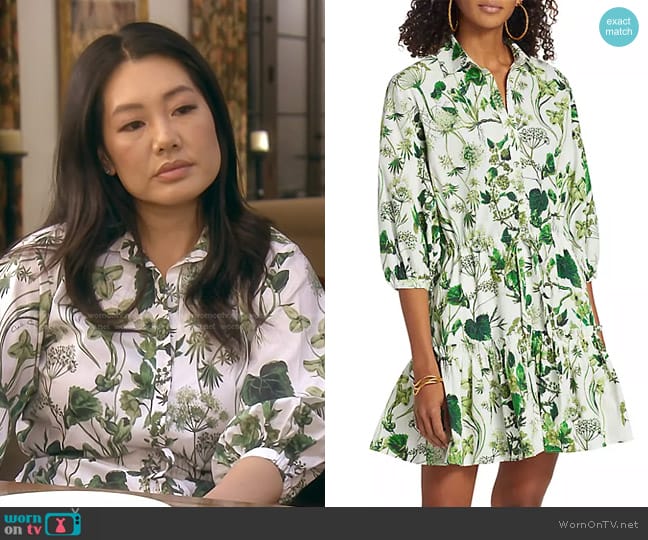 Cara Cara Robin Cotton Poplin Botanical Minidress worn by Crystal Kung Minkoff on The Real Housewives of Beverly Hills