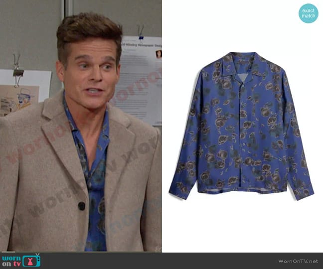 John Varvatos Charlie Floral Button-Up Camp Shirt worn by Leo Stark (Greg Rikaart) on Days of our Lives