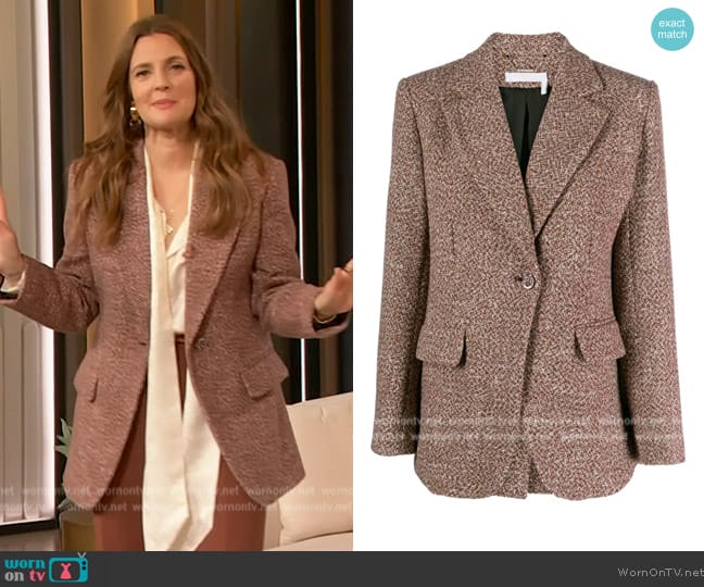 Chloe Wool-blend blazer worn by Drew Barrymore on The Drew Barrymore Show