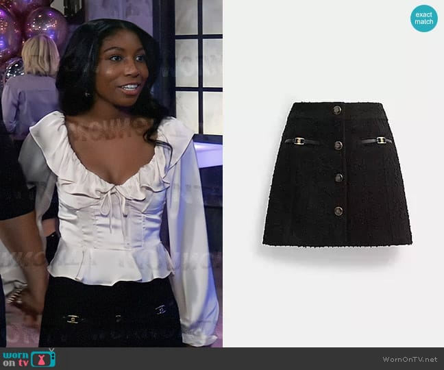 Coach Boucle Mini Skirt worn by Trina Robinson (Tabyana Ali) on General Hospital