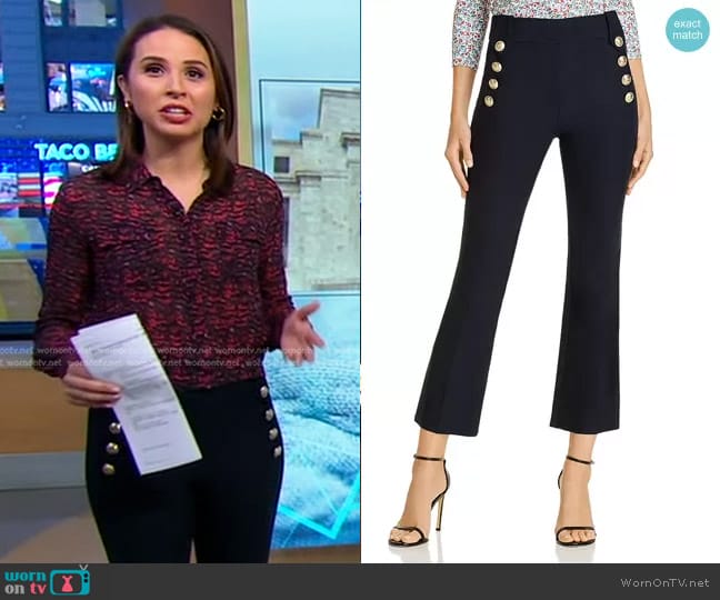 Derek Lam 10 Crosby Robertson High Waisted Crop Flare Pants worn by Elizabeth Schulze on Good Morning America