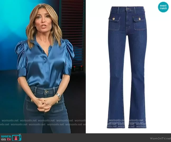 WornOnTV: Kit’s blue satin ruched top on Access Hollywood | Kit Hoover ...