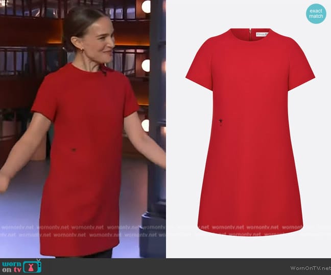 Dior Straight Dress worn by Natalie Portman on The Kelly Clarkson Show