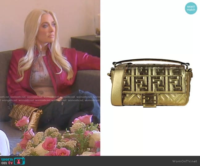 Fendi Embossed Logo Baguette Bag worn by Erika Jayne on The Real Housewives of Beverly Hills