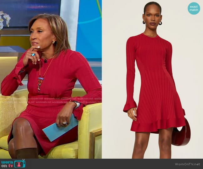 Esteban Cortazar Collective Bell Sleeve Dress in Red worn by Robin Roberts on Good Morning America