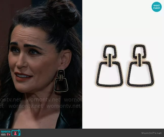 Express Black & Gold Yarn Doorknocker Earrings worn by Lois Cerullo (Rena Sofer) on General Hospital