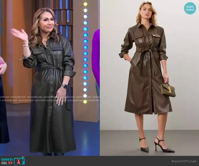 Marissa Webb Collective Faux Leather Dress in Green worn by Lori Bergamotto on Good Morning America