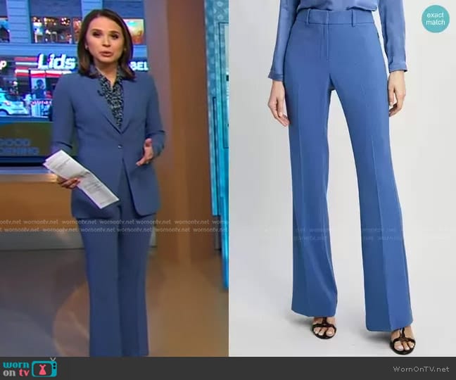 WornOnTV: Elizabeth’s blue blazer and flare pants on Good Morning ...