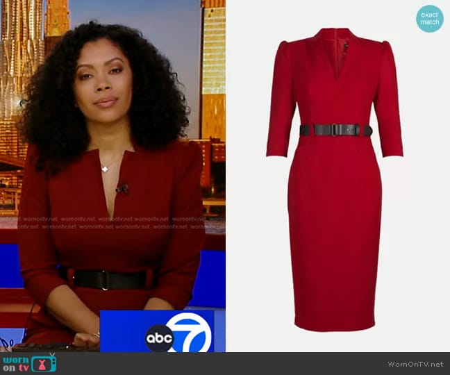 WornOnTV: Shirleen’s red v-neck belted dress on Good Morning America ...