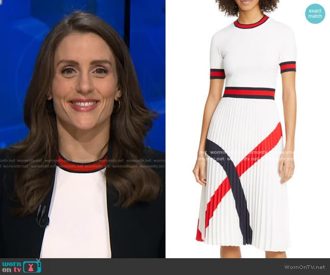 Ted Baker Fynlie Pleated Sweater Dress worn by Kristina Partsinevelos on NBC News Daily