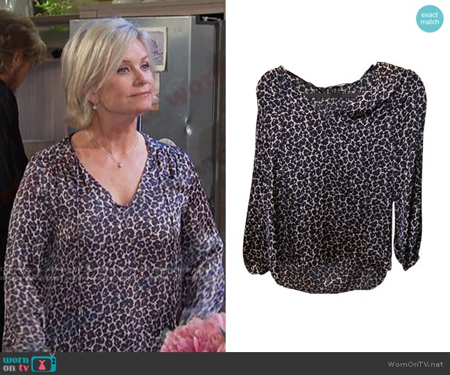 Gerard Darel Printed Silk Blouse worn by Kayla Brady (Mary Beth Evans) on Days of our Lives