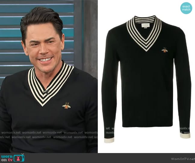 Gucci Bee Applique Sweater worn by Tom Sandoval on Access Hollywood