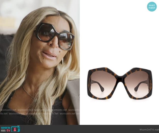 Gucci Hexagon Frame Sunglasses worn by Karen Huger on The Real Housewives of Potomac