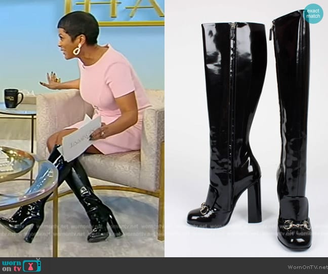 Gucci Lillian Horsebit Boots worn by Tamron Hall on Tamron Hall Show