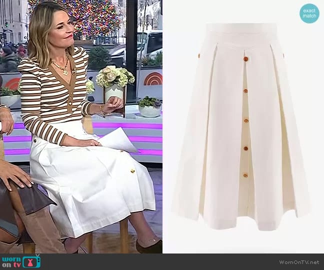 Gucci Pleated Flared Midi Skirt worn by Savannah Guthrie on Today