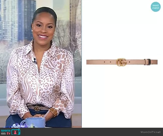 Gucci Reversible Logo-Plaque Belt worn by Sheinelle Jones on Today