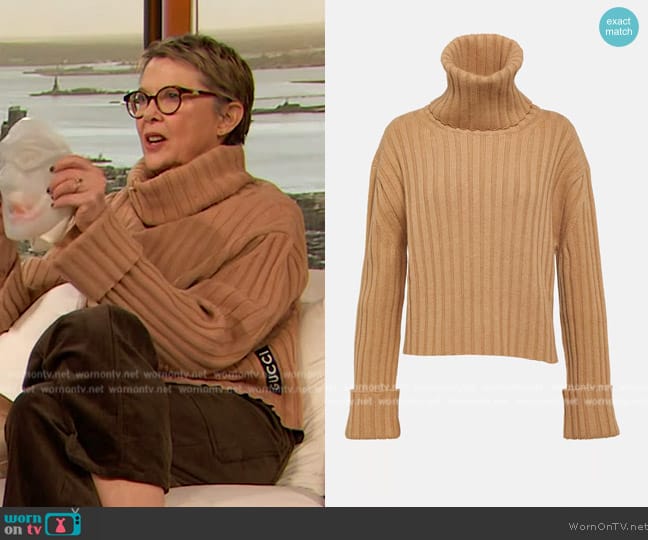 Gucci Wool and cashmere turtleneck sweater worn by Annette Bening on The Drew Barrymore Show