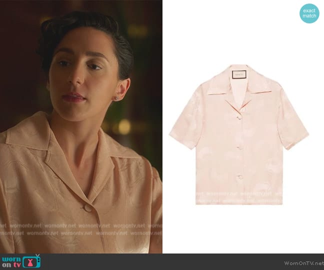 Gucci Silk-jacquard shirt worn by Anna (Lauren Patten) on Death and Other Details