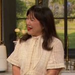 Hetty Lui’s white tie neck top on Drew Barrymore Show