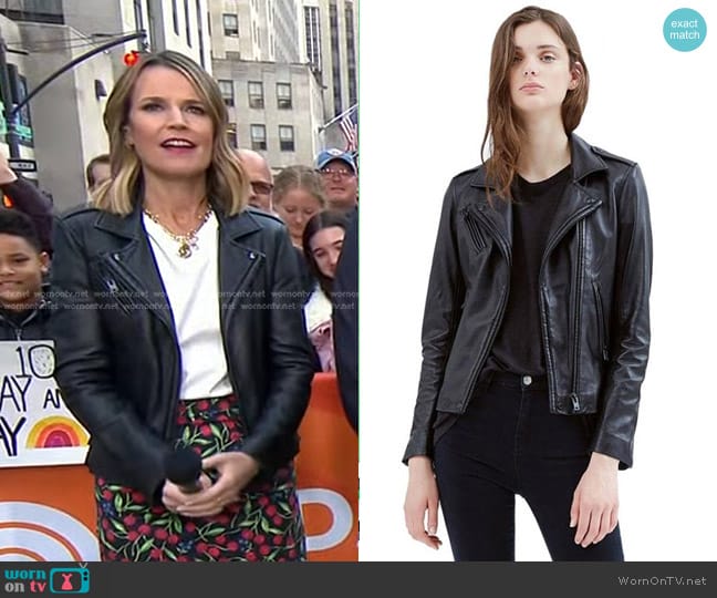 WornOnTV: Savannah’s black leather moto jacket on Today | Savannah ...