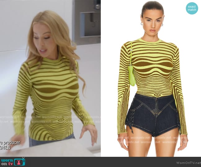 Jean Paul Gaultier Morphing Stripes Long Sleeve Top worn by Lisa Hochstein (Lisa Hochstein) on The Real Housewives of Miami