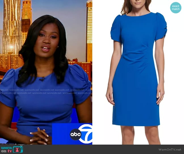 Karl Lagerfeld Side-Ruched Sheath Dress worn by Chantee Lans on Good Morning America