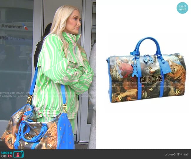 Louis Vuitton x Jeff Koons Keepall Bandouliere Bag worn by Erika Jayne on The Real Housewives of Beverly Hills