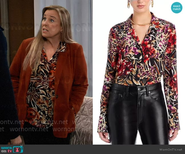 Kobi Halperin Lola Silk Blouse worn by Laura Collins (Genie Francis) on General Hospital