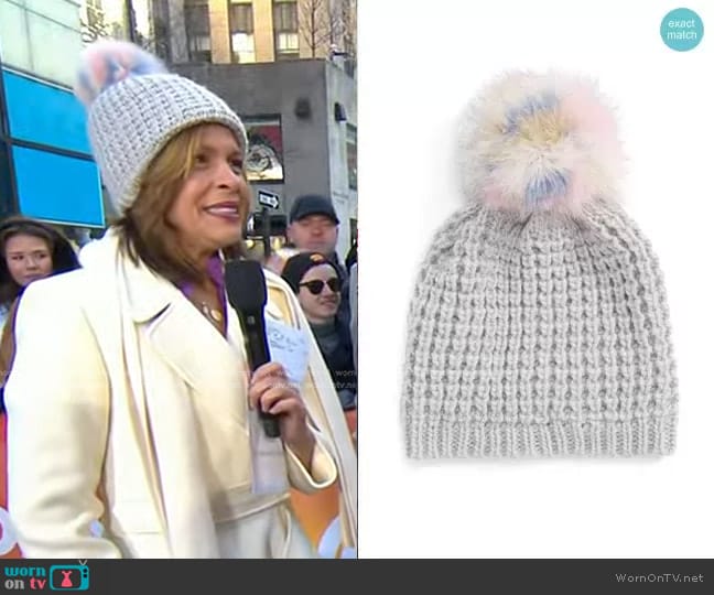 Kyi Kyi Genuine Fox Pompom Hat worn by Hoda Kotb on Today