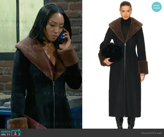 LPA Giovanna Coat worn by Jordan Ashford (Tanisha Mariko Harper) on General Hospital