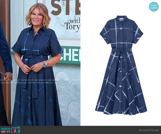 Lafayette 148 NY Shibori Cotton Denim Shirtdress worn by Tory Johnson on Good Morning America