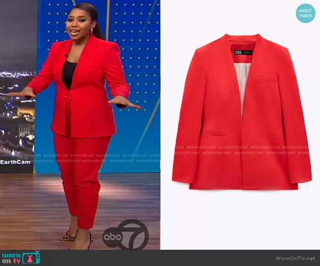 WornOnTV: Somara Theodore’s red jacket and belted pants on Good Morning ...