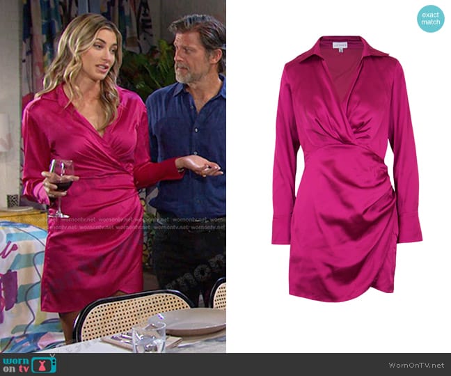 Lucy Paris Tristan Mini Wrap Dress worn by Sloan Peterson (Jessica Serfaty) on Days of our Lives